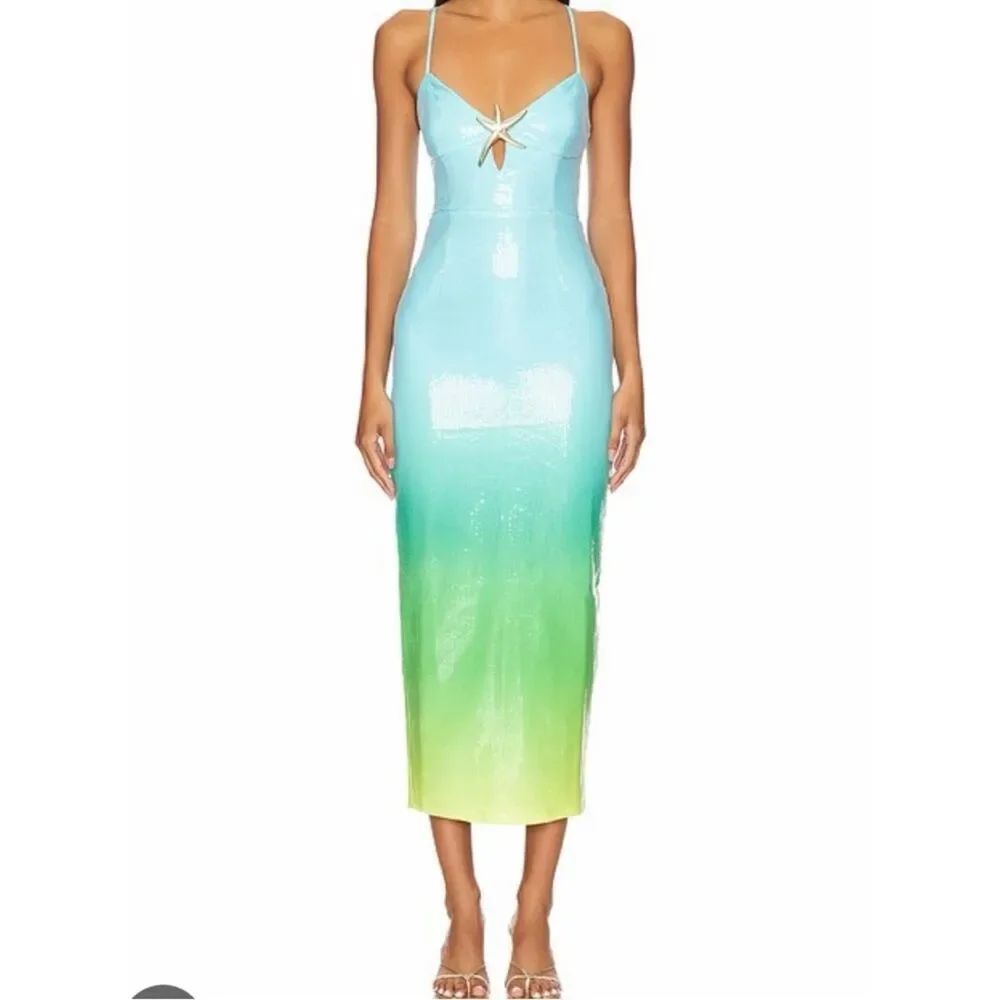 Runaway the Label Benito Ombre Sequin Midi Dress Size M NWT